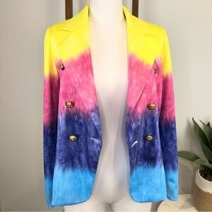 Colorful Rainbow tie dye double breasted blazer XS